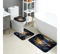 Set di 3 tappetini da bagno fantasia, con cavallo magico incantato, cielo notturno, assorbente, antiscivolo, a forma di U, lavabile, magico sogno ad asciugatura rapida, in memory foam, set di tappeti