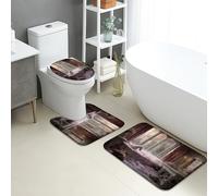 Set di 3 tappetini da bagno fantasy, eleganti cavalli magici, motivo floreale, assorbente, antiscivolo, a forma di U, lavabili, sogno incantato, ad asciugatura rapida, in memory foam, set di tappeti