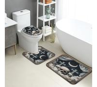 Set di 3 tappetini da bagno gotici con teschio scuro e croci, assorbenti e antiscivolo, a forma di U, lavabili, a forma di nuvola, ad asciugatura rapida, in memory foam
