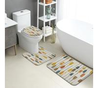 Set di 3 tappetini da bagno in stile retrò, con pagaie colorate, assorbenti e antiscivolo, a forma di U, lavabili, per attività all'aperto, avventure, ad asciugatura rapida, in memory foam