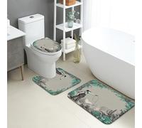 Set di 3 tappetini da bagno occidentali, vintage, cowboy, lazo, cactus, assorbente, antiscivolo, a forma di U, lavabile, rustico, naturale, ad asciugatura rapida, in memory foam, set di tappeti da