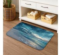 Set di 3 tappetini da bagno oceanici con cielo stellato e galassia, assorbenti e antiscivolo, a forma di U, lavabili, in memory foam, ad asciugatura rapida, 50 x 81 cm