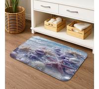 Set di 3 tappetini da bagno oceanici con conchiglie di stelle marine, assorbenti e antiscivolo, a forma di U, lavabili, per estate, spiaggia, ad asciugatura rapida, in memory foam, 50 x 81 cm