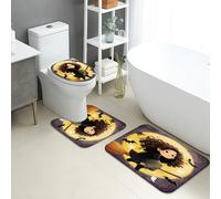 Set di 3 tappetini da bagno per Halloween, con simpatica strega scopa fantasmi pipistrelli assorbenti antiscivolo tappeti da bagno a forma di U lavabili, in memory foam ad asciugatura rapida