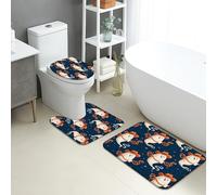 Set di 3 tappetini da bagno per Halloween, motivo cowboy fantasma, assorbente, antiscivolo, a forma di U, lavabile, a tema spettrale, ad asciugatura rapida, in flanella