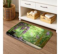 Set di 3 tappetini da bagno primaverili Serene Nature Garden assorbenti antiscivolo a forma di U lavabili, motivo floreale tranquillo ad asciugatura rapida, in memory foam, 40 x 183 cm