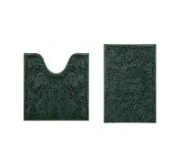 Set di 3 tappetini da bagno Set di tappeti per bagno in stile moderno | Chenille antiscivolo e lavabile retro in PVC Facile da pulire Antimuffa Per Vasca da Come WC (Grigio scuro)