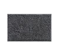Set di 3 tappetini da bagno Set di tappeti per bagno in stile moderno | Chenille antiscivolo e lavabile retro in PVC Facile da pulire Antimuffa Per Vasca da Come WC (Grigio scuro)