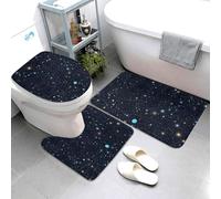 Set di 3 tappetini da bagno super assorbenti, antiscivolo, lavabili, copriwater e costellazione, ammassi di stelle, galassie, tappetini da bagno per bagno e doccia