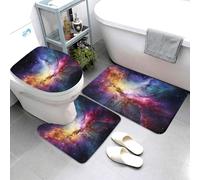 Set di 3 tappetini da bagno super assorbenti, antiscivolo, lavabili, copriwater e nebulosa e galassia nell'universo