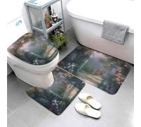Set di 3 tappetini da bagno super assorbenti, antiscivolo, lavabili, tappetino da bagno e copriwater, tappetino da bagno segreto per giardino, tappetino da bagno per doccia