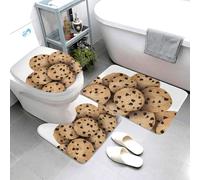 Set di 3 tappetini da bagno super assorbenti, tappetino da bagno antiscivolo, lavabile, tappetino contorno e copriwater per cibo, cioccolato, biscotti, tappetini da bagno per bagno e doccia