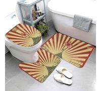 Set di 3 tappetini da bagno super assorbenti, tappetino da bagno antiscivolo, lavabile, tappetino contorno e copriwater vintage, sfondo circo, tappetini da bagno per bagno e doccia