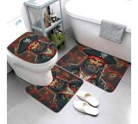 Set di 3 tappetini da bagno super assorbenti, tappetino da bagno antiscivolo, lavabile, tappetino per WC e copriwater, tappetino da bagno per il capitano dei pirati, tappeto da bagno per doccia