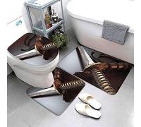 Set di 3 tappetini da bagno super assorbenti, tappetino da bagno antiscivolo, tappetino da bagno lavabile, tappetino sagomato e copriwater con spada samurai giapponese, tappetini da bagno per bagno e