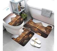 Set di 3 tappetini da bagno super assorbenti, tappetino da bagno antiscivolo, tappetino da bagno lavabile e copriwater Museo del Louvre a Parigi, tappetino da bagno per bagno e doccia