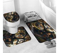 Set di 3 Tappetini da Bagno,Tree House Halloween Magic Horror Leaves Traspiranti Coperchio del WC Lavabili Tappetino girowater a Forma di U per Bagno WC Docce