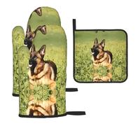 Set di 3 tappetini da cucina con stampa di pastore tedesco, resistenti al calore, adatti per forno e grigliate all'aperto