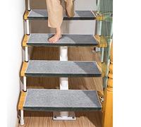 Set di 3 tappetini per scale in gomma antiscivolo, per interni ed esterni, per ridurre il rumore, sicuri per bambini, anziani e animali domestici, rosso, 26 x 80 cm (grigio, 26 x 75 cm)