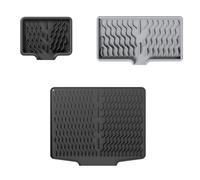 Set di 3 tappetini scolapiatti, antiscivolo, impermeabili, per lavello, per piatti con superficie inclinata, per un drenaggio ottimale dell'acqua (E, 39,6 x 32,7/12 x 10/25 x 14 cm)