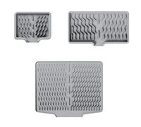 Set di 3 tappetini scolapiatti, antiscivolo, impermeabili, per lavello, per piatti con superficie inclinata, per un drenaggio ottimale dell'acqua (B, 39,6 x 32,7/12 x 10/25 x 14 cm)