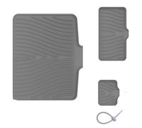 Set di 3 tappetini scolapiatti in silicone con bordo di scarico, per cucina e bagno, efficaci cuscinetti di drenaggio dell'acqua per mantenere i ripiani asciutti e organizzati (grigio)