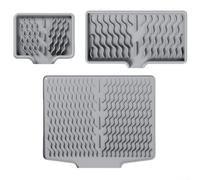 Set di 3 tappetini scolapiatti in silicone con bordo di scarico per lavello da cucina, vassoio per sapone da appoggio e tappetino scolapiatti per stoviglie, resistenti al calore, antiscivolo, in nero