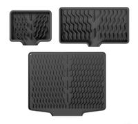 Set di 3 tappetini scolapiatti in silicone con bordo di scarico per lavello da cucina, vassoio per sapone da appoggio e tappetino scolapiatti per stoviglie, resistenti al calore, antiscivolo, in nero