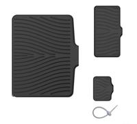 Set di 3 tappetini scolapiatti in silicone con bordo rialzato, per lavello da cucina, portasapone da bancone e scolapiatti per bottiglie, resistente al calore (nero)