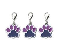 Set di 3 targhette identificative for animali in lega di zinco, a forma di zampa, incise, antiperdita, for cani e gatti, con moschettone(#2)