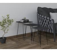 Set di 3 tavole da nido, colore nero e antracite, 100% melamina rivestita, Iron Legs, Large: 44 x 52 x 45 cm, medio: 39 x 49 x 45 cm, taglia piccola: 34 x 46 x 45 cm, design moderno per la casa e