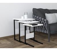 Set di 3 tavole da nido, colore nero e bianco, 100% melamina rivestita, Iron Legs | Large: 40 x 55 x 40 cm, medio: 36 x 50 x 36 cm, taglia piccola: 32 x 45 x 32 cm, design moderno per la casa e