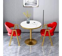 Set di 3 tavoli da pranzo rotondi in finto marmo, per 2 persone, mobili da cucina per pub, colazione, cena, caffè, 23in / 60 cm, rosso