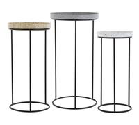Set di 3 Tavolini da Caffè Piano ad Effetto Marmo Struttura Metalo Texon
