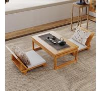 Set di 3 tavolini da tè in legno in stile giapponese con intaglio tradizionale tavolo basso per meditazione e piccolo tavolo da pranzo e 2 posti, ideale per cerimonia del tè, 120 x 55 x 30 cm