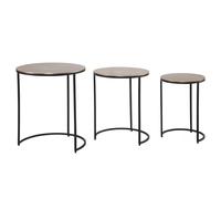 Set di 3 tavolini in alluminio oro/nero, design in metallo, rotondi, per soggiorno, moderno, 3 pezzi