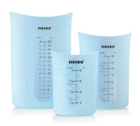 Set di 3 tazze di misurazione in silicone Deiss PRO Versatili e Durevoli, Beccuccio Facile da Versare, Antiaderenti per Facile Pulizia, Resistente al Calore Tazze di Misurazione Liquide Spremi e Versa