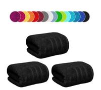 Set di 3 teli da bagno jumbo 100x200 cm, 600 g/m², asciugamano da spiaggia extra-large XXL 100% cotone egiziano, set di asciugamani da bagno super morbidi (nero, 3)