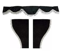 Set di 3 tende decorative in peluche con pompon bianchi per camion Volvo (nero)