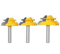Set di 3 teste for fresatrice a 45 gradi con bloccaggio - Taglio senza soluzione continuità, utensile for a tenone da gambo 1/4 pollice for legno Per trapano da banco