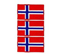 Set di 3 toppe ricamate con bandiera dei paesi, 7 x 4 cm, termoadesive o da cucire, per giacche, gilet, zaini, cappelli, borse e artigianato fai da te (Norvegia)