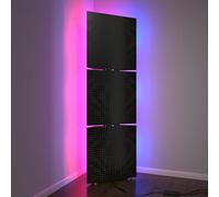 Set di 3 trappole acustiche per bassi con lampada da terra RGB | Supporto acustico mobile angolare retroilluminato a LED | 150x50x10cm | Insonorizzazione e diffusione | [UNIVERSE-10 | Nero]