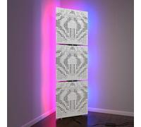 Set di 3 trappole acustiche per bassi con lampada da terra RGB | Supporto acustico mobile angolare retroilluminato a LED | 150x50x10cm | Insonorizzazione e diffusione | [UNIVERSE-10 | Bianco]