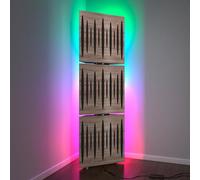 Set di 3 trappole acustiche per bassi con lampada da terra RGB | Supporto acustico mobile angolare retroilluminato a LED | 150x50x10cm | Insonorizzazione e diffusione | [PULSE-10 | Sonoma]