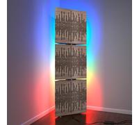 Set di 3 trappole acustiche per bassi con lampada da terra RGB | Supporto acustico mobile angolare retroilluminato a LED | 150x50x10cm | Insonorizzazione e diffusione | [WAVE-10 | Sonoma]