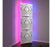 Set di 3 trappole acustiche per bassi con lampada da terra RGB | Supporto acustico mobile angolare retroilluminato a LED | 150x50x10cm | Insonorizzazione e diffusione | [UNIVERSE-10 | Plastica bianca]