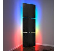 Set di 3 trappole acustiche per bassi con lampada da terra RGB | Supporto acustico mobile angolare retroilluminato a LED | 150x50x15cm | Insonorizzazione e diffusione | [WAVE-15 | Nero]