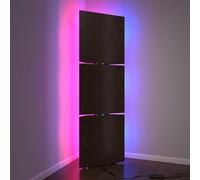 Set di 3 trappole acustiche per bassi con lampada da terra RGB | Supporto acustico mobile angolare retroilluminato a LED | 150x50x10cm | Insonorizzazione e diffusione | [UNIVERSE-10 | Wengé]
