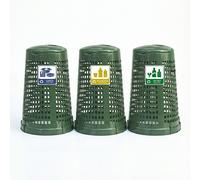 Set di 3 Trespolo cestino 100 lt Bidone Spazzatura differenziata con etichette