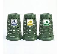 Set di 3 Trespolo cestino 100 lt Bidone Spazzatura differenziata con etichette plastica carta vetro da Esterno Portasacco contenitore immondizia Made in Italy con Coperchio e Anello Fermasacco